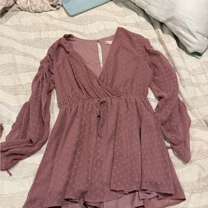 Altar'd State Purple Wrap Up Long Sleeve Romper